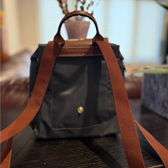 Longchamp mini le pilage canvas backpack in gunmetal - Picture 5 of 9